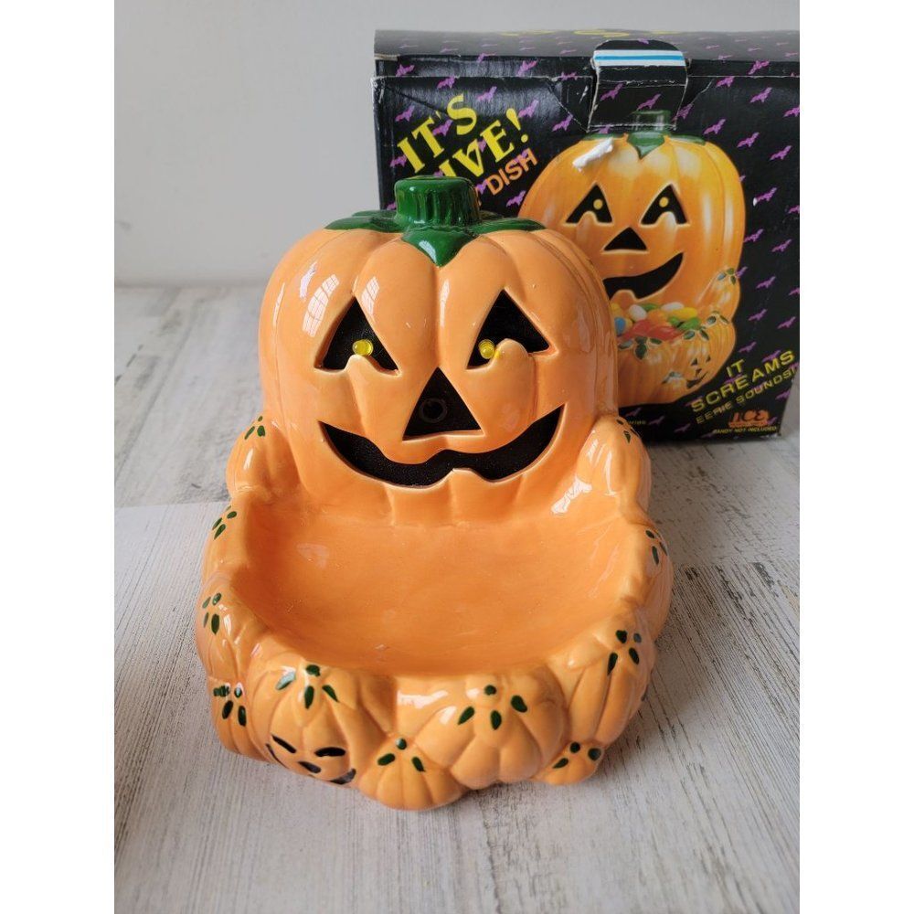 NCE Its alive! candy dish AS‎ IS Pumpkin jack-o lantern Halloween home decor